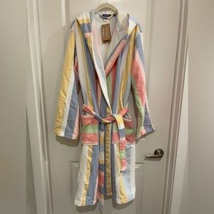 NWT Brooklinen M Hammam rainbow stripe Turkish cotton robe